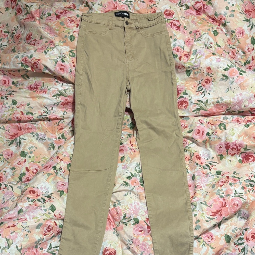 Fashion Nova Classic High Waist Skinny Jeans - Khaki/Tan - Size 9